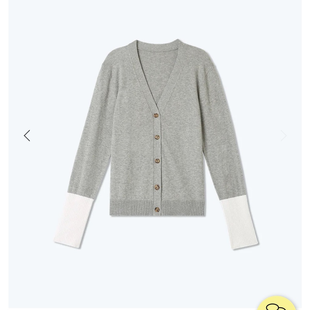 Summersalt - lightweight perfect cardigan, gray and white SMALL NWT